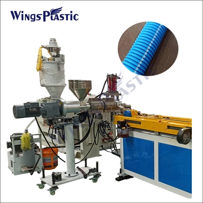 PE / PP / PVC Single Wall Pulling Wire Corrugated Pipe Machine