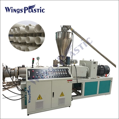 Plastic PVC Powder Materials Pipe Extrusion Line / PVC Conical Twin Screw Extruder System